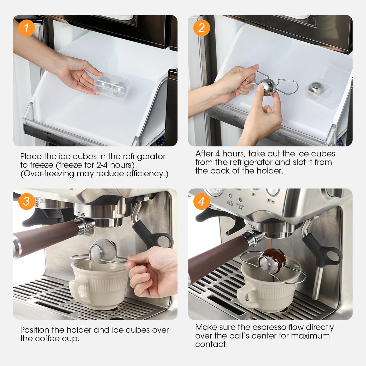 AIEVE 2 Pack Espresso Cooling Ball, Stainless Steel Frozen Ice Rock for Coffee, Espresso Accessories Extract Brew Chilling Tool Chiller Gift for Birthday, Valentine's Day, Christmas