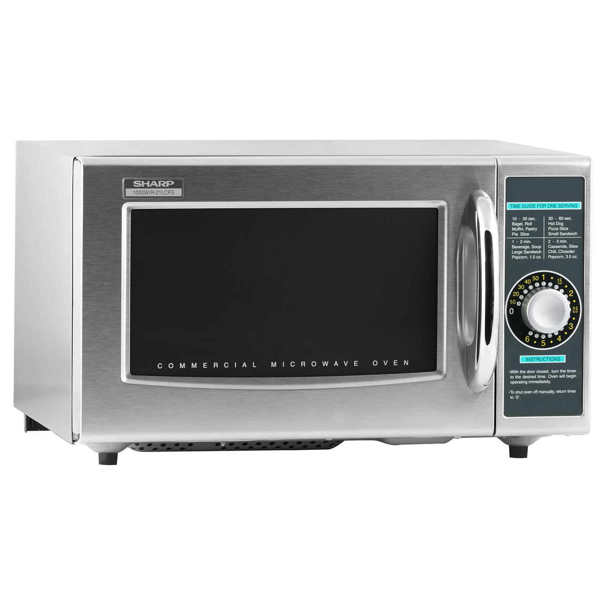 Sharp R-21LCFS Medium-Duty Commercial Microwave Oven with Dial Timer, Stainless Steel, 1000-Watts, 120-Volts