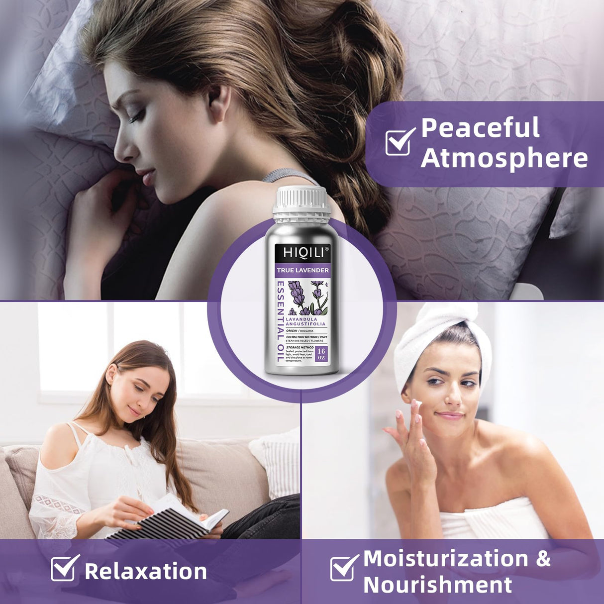 HIQILI 16 Ounces Lavender Essential Oil Pure, 100% Natural for Aromatherapy Diffuser, Skin Care, Hair, Includes Premium Glass Dropper-16 Fl Oz