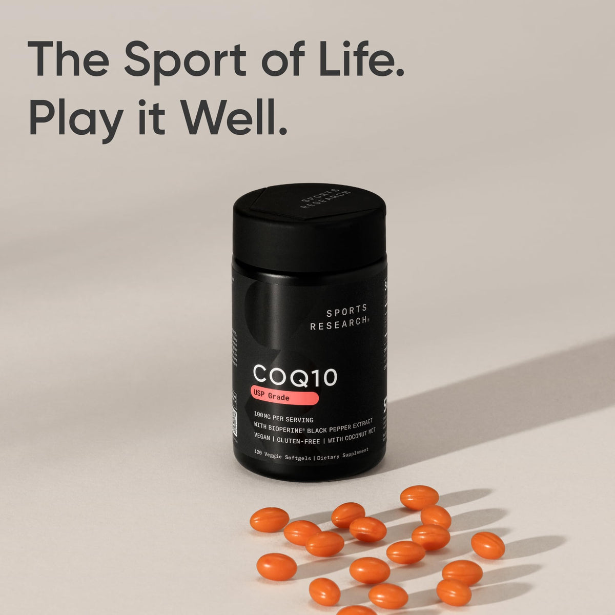 Sports Research® CoQ10 w/Bioperine®, 120 Count Plantgels™