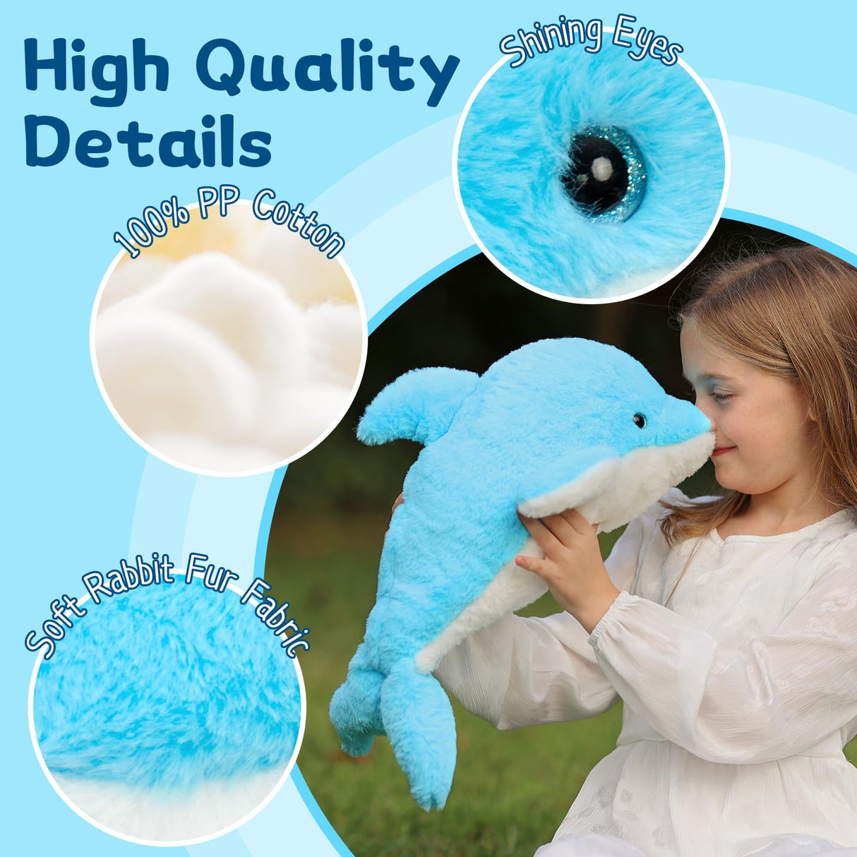 Tezituor Dolphin Stuffed Animal with 4 Babies, 20.5" Large Dolphin Plush Toy Realistic Ocean Stuffed Animals Soft Plushies Home Decor Christmas Birthday Gifts for Boys Girls Kids