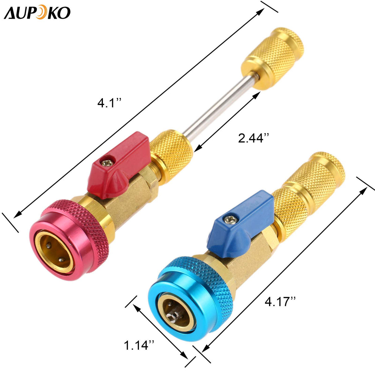 R134A R12 Valve Core Quick Remover Installer, Air Conditioning Adjustable High Pressure (Red) and Low Pressure (Blue) Valve Core Tool, 2 Pack