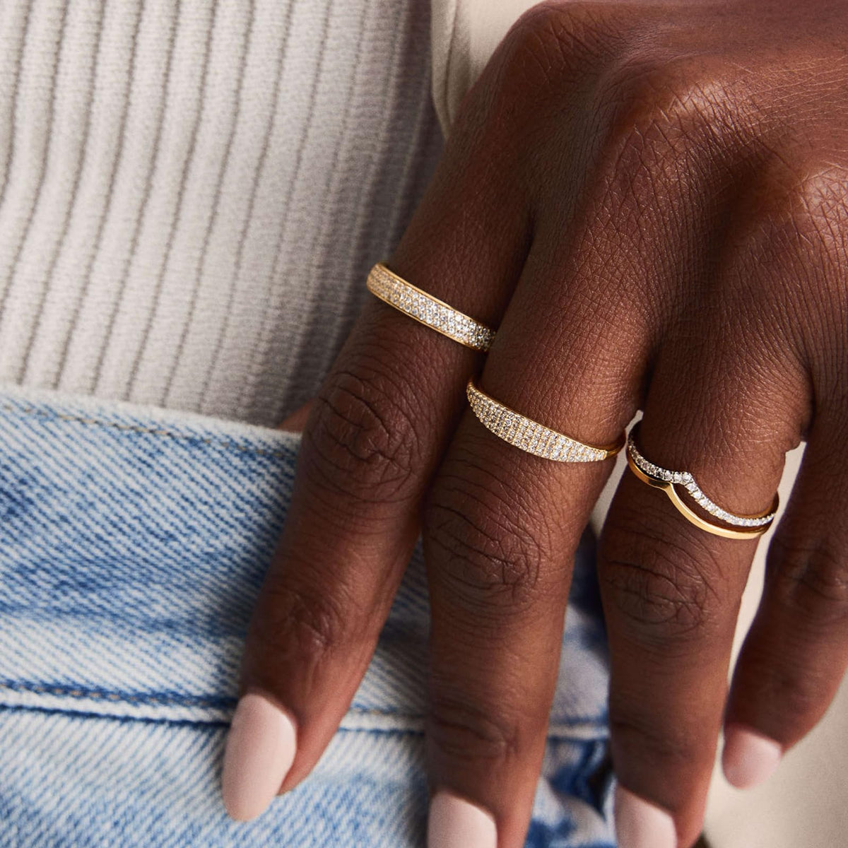 10 PCS 14K Gold Plated Rings Set for Women, Thumb Knuckle Stacking, Size 6