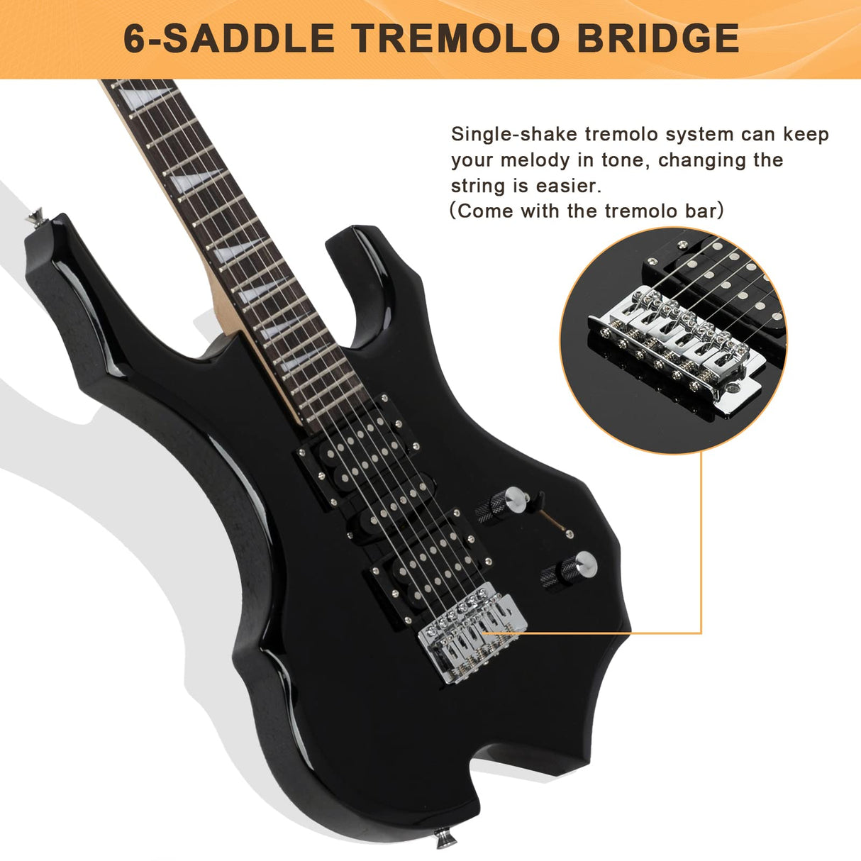 Glarry Cool Burning Fire Style Electric Guitar Christmas gift for Beginner Guitar Lover with Accessories Pack (Black)