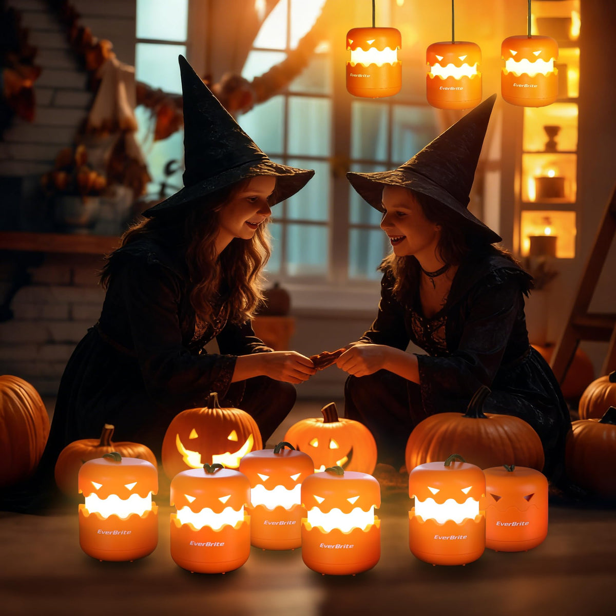 EverBrite 3-Pack Halloween Pumpkin Lantern, Collapsible Jack O Lantern