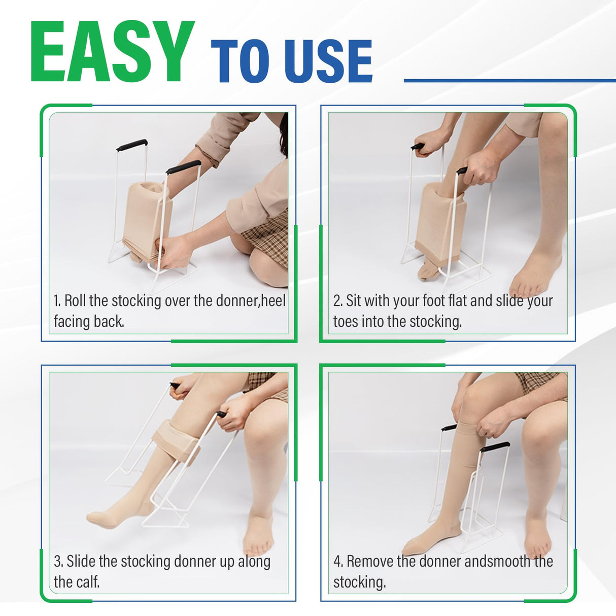 Stocking Donner Adaptive Dressing Aid for Putting on Compression Socks Medium Sock Aid Tool for Calves Less Than 18 inches in Circumference Socks Helper