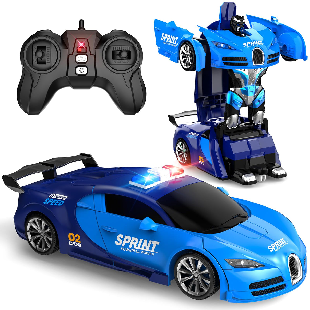 AONEPTR Remote Control Car, One-Click Becoming Robot Transforming Toys Car for Boys, Smooth Deformation, Demo Mode, 360° Rotation, Easy to Use, 2.4GHZ, with LED Lights, RC Cars for Christmas, Kids