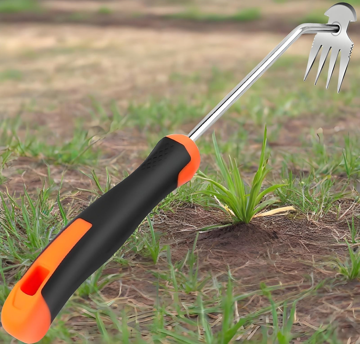 ANGKMA Weed Puller Tool, New Garden Weeder Tool Stainless Steel Hand Weeder Tool,4 Teethes Dual Purpose Weed Remover Tool Weeding Tools for Gardening(2PCS)