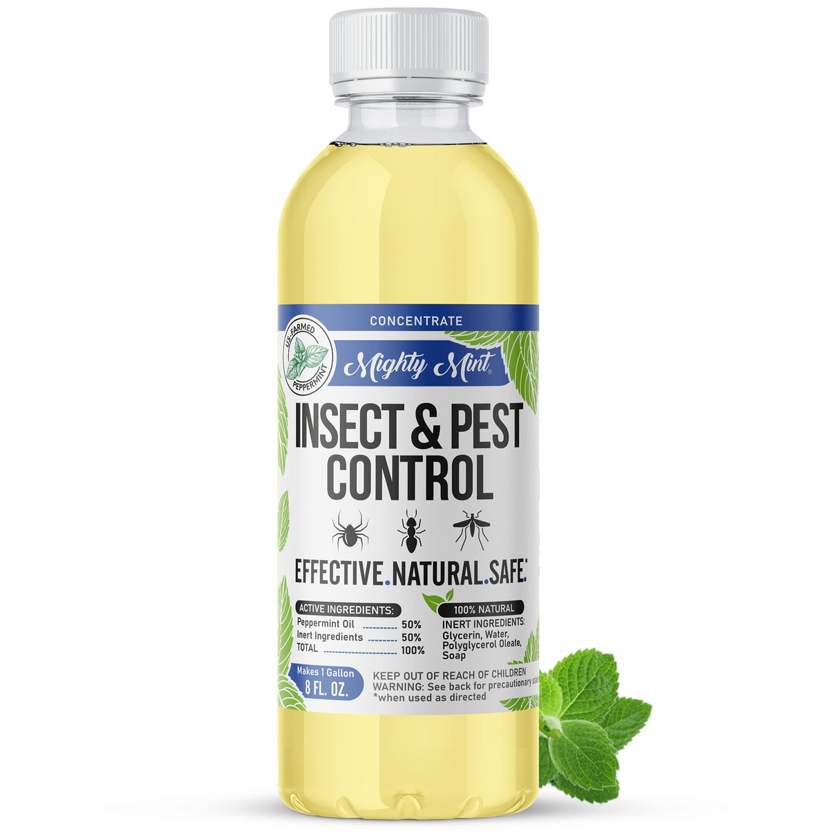 Mighty Mint Peppermint Oil Insect Repellent Concentrate– Natural Indoor & Outdoor Bug Control for Spiders, Ants, Roaches, and More – Plant-Based, Extra-Strong Formula - 8 oz