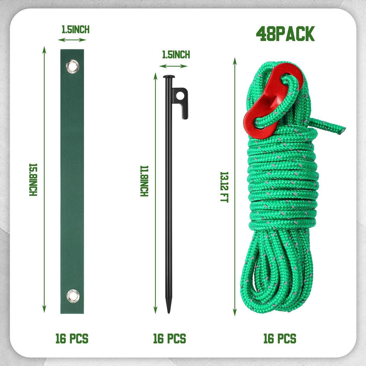 Suzile 48 Pcs Tree Staking Kit for Young Trees, Steel Stakes, Straps, Ropes