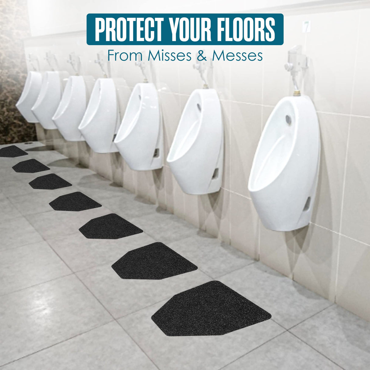 Houseables Urinal Mats, Urinal Mats for Men Bathroom, Floor Pads, Disposable Toilet Matt, for Pee, Commercial, Reusable, Urine, Splash Guard, Drip, Restroom, Mens Room, Large, Black, 17.25x20.5”, 12PK
