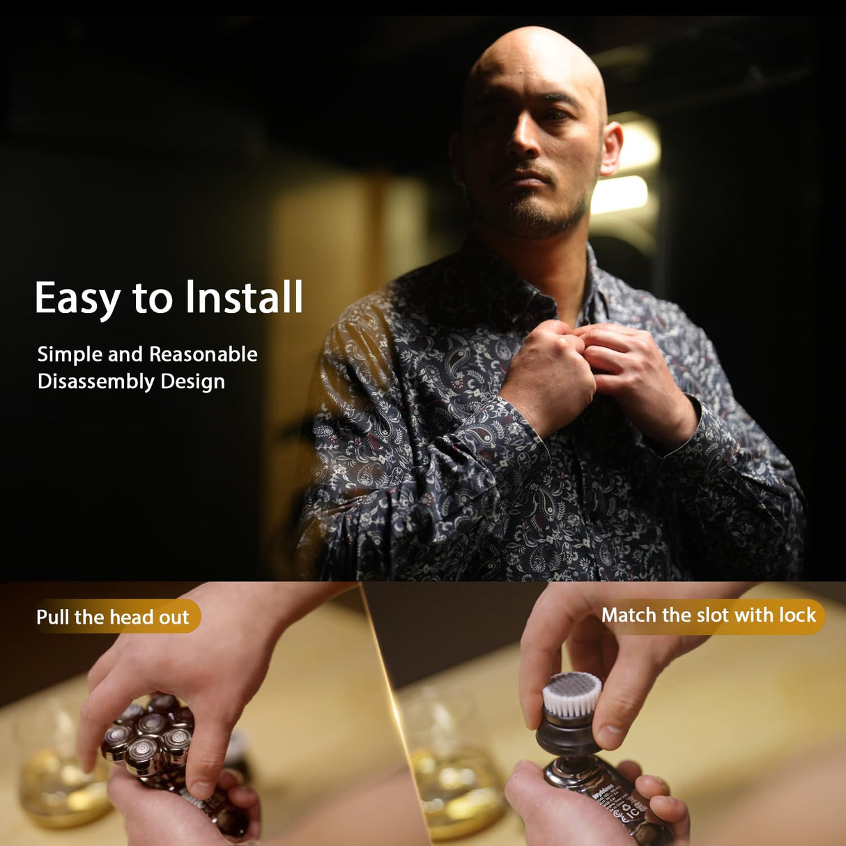 7D Head Shaver for Bald Men,IPX7 Waterproof Electric Rotary Shaver with Detachable Heads, Wet/Dry Shaving, LED Display, USB Rechargeable - Grooming Kit for Men & Women