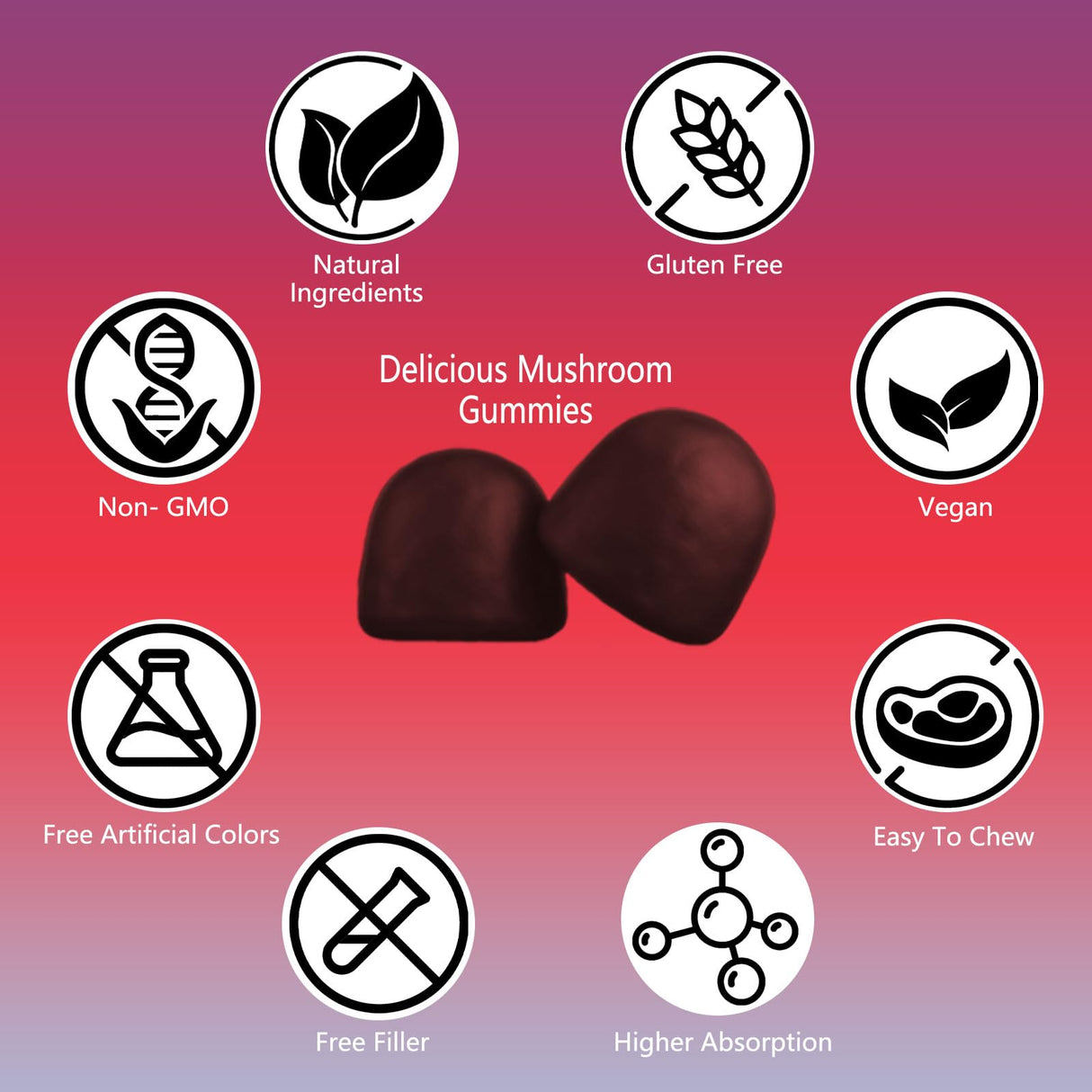 Sky Nutrition Mushroom Gummies, 12 in 1 Mushroom Blend with Lions Mane, Turkey Tail, Organic Reishi, Cordyceps, Immune Support & Energy Boost, Mushroom Supplement for Adults, Non-GMO, 60 Gummies