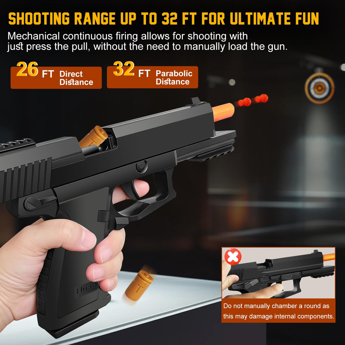 Tcxomino Automatic Shell Ejecting Toy Gun, Fidget & Shooting Game