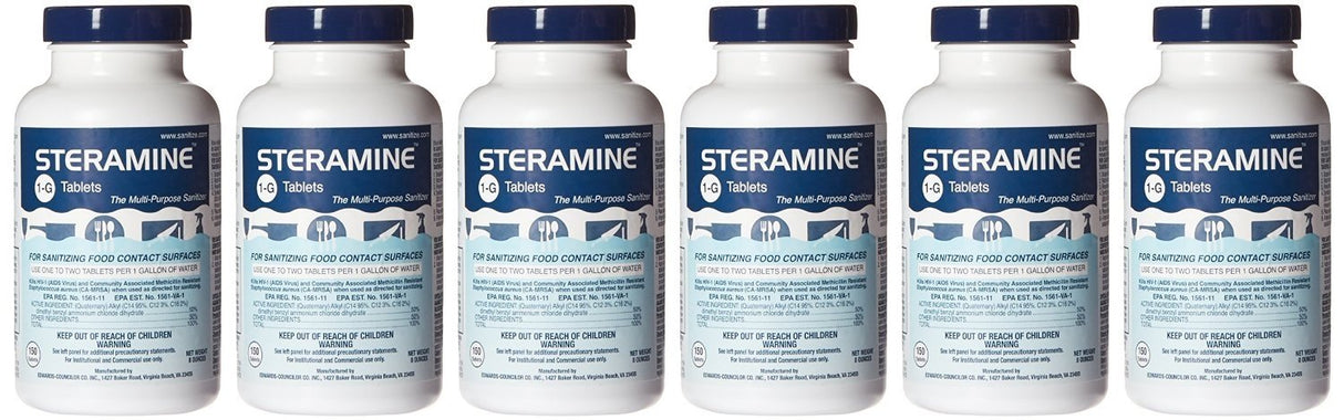 Clear Lake Enterprises Steramine Quaternary Sanitizing Tablets (6 Pack of 150 Each), Blue