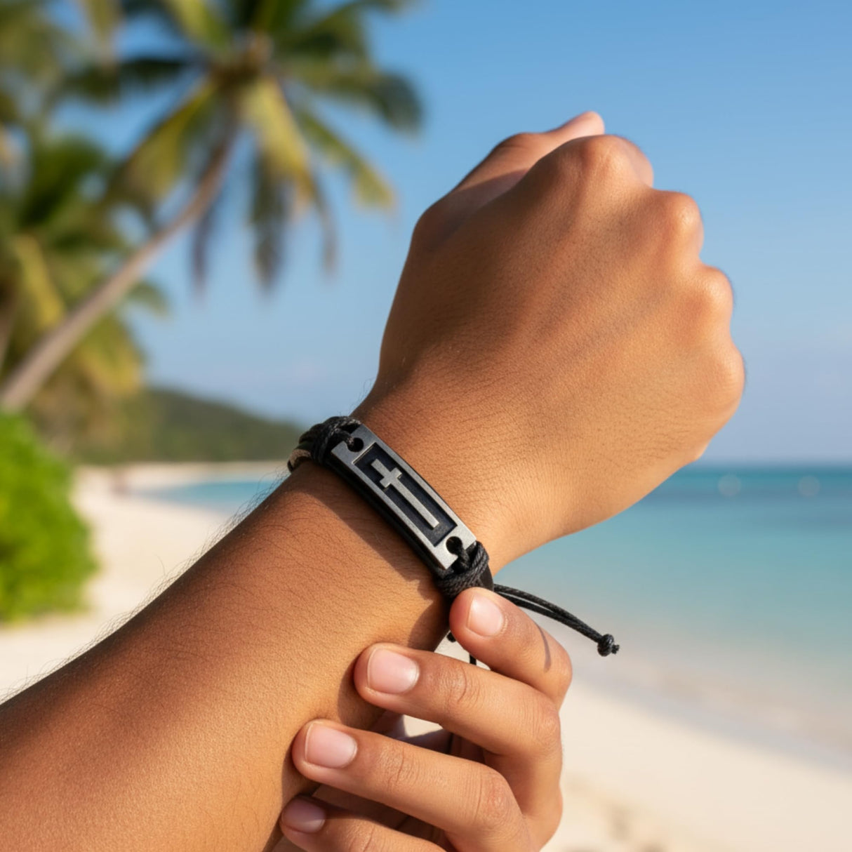 Soul Statement Men's Leather Cross Bracelet