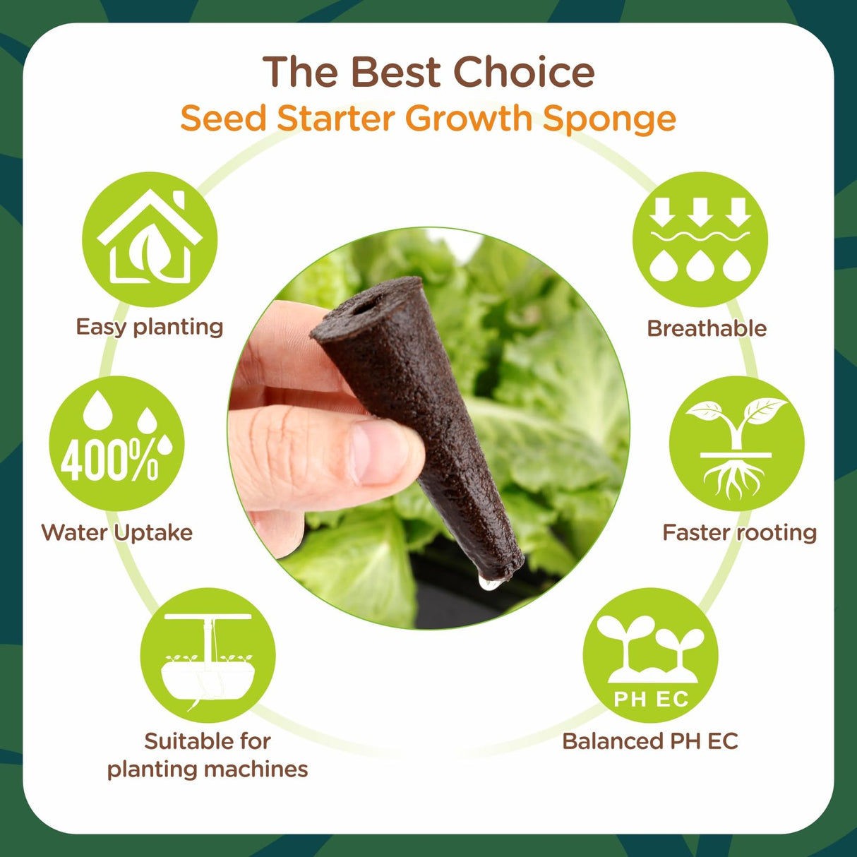 Hapxalie 150 Pack Grow Sponges for Hydroponics, Replacement Root Growth Sponges Compatible with AeroGarden, Seed Starter Pods for Hydroponic Indoor Garden System (Cone)