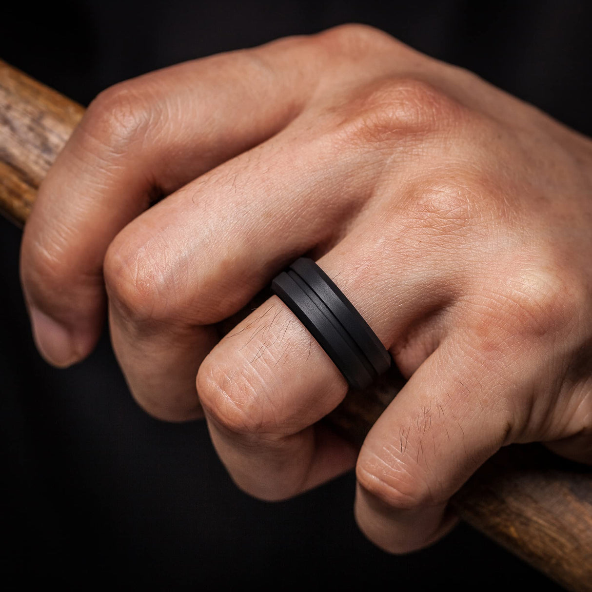 ThunderFit Silicone Wedding Rings for Men, Breathable, Brushed Top