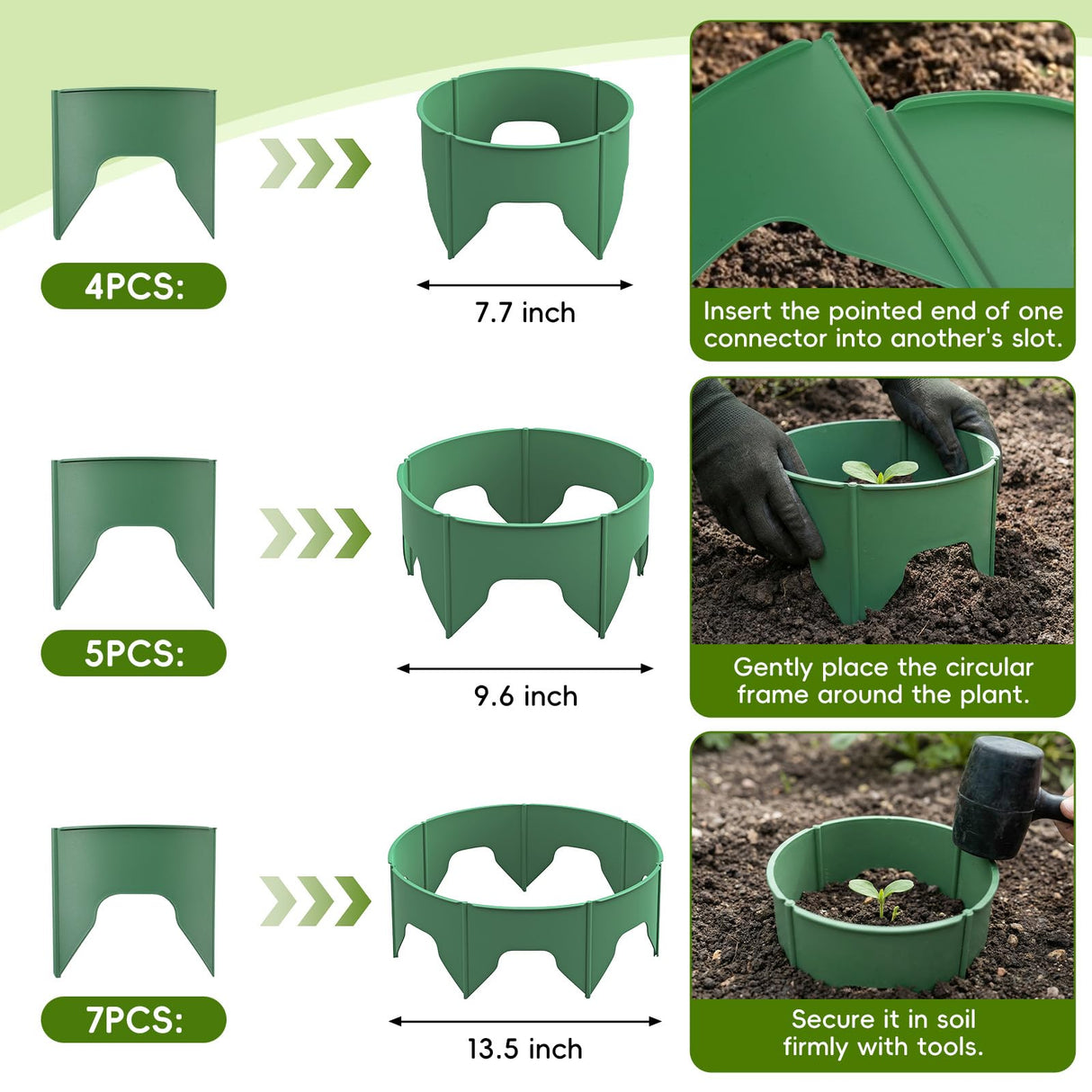 6 Set 9.6 inch Planting Grow Ring, 30Pcs DIY Plant Growing Rings
