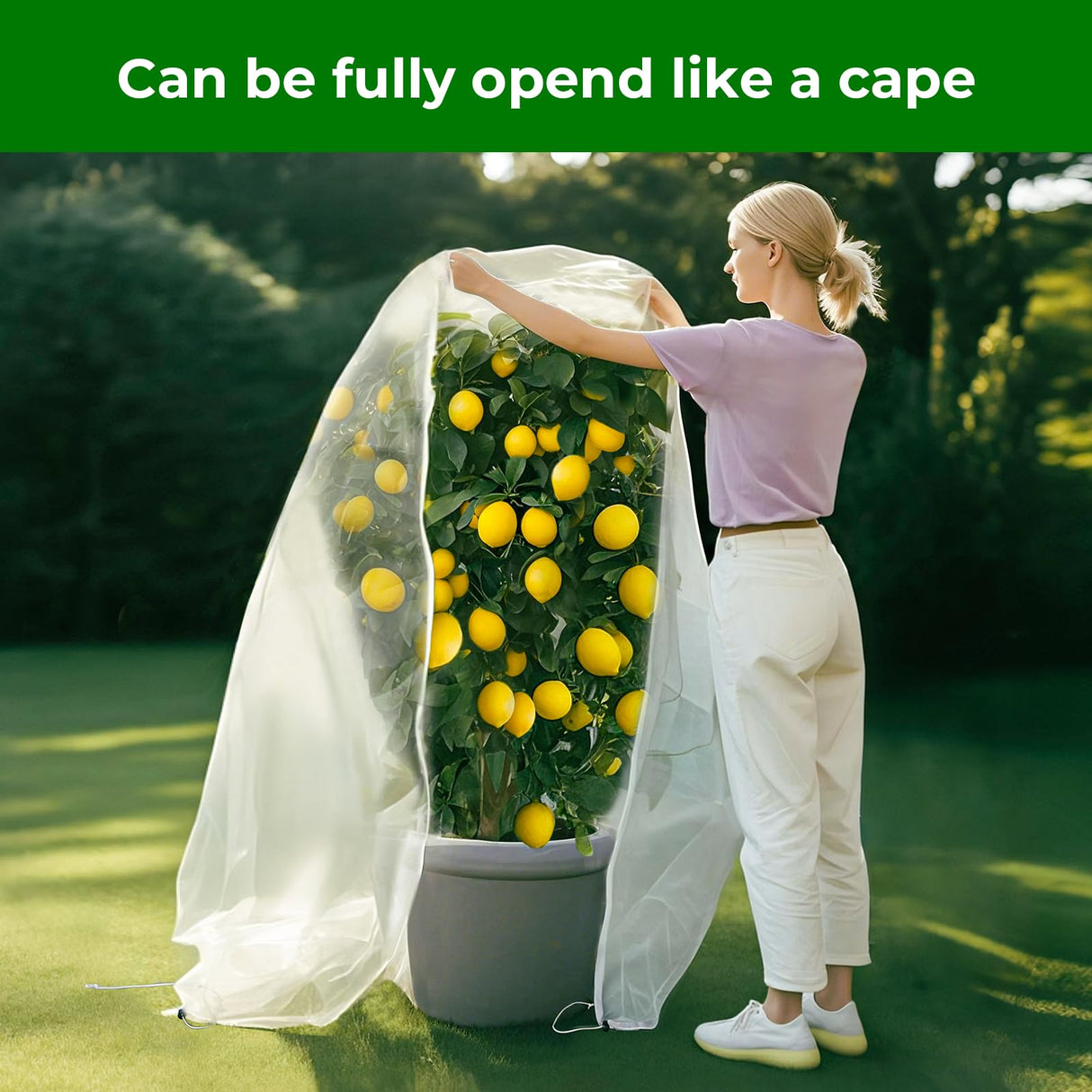 6.4'x6.4' Fruit Tree Netting with 2-Way Zipper & Drawstring (2 Pack)