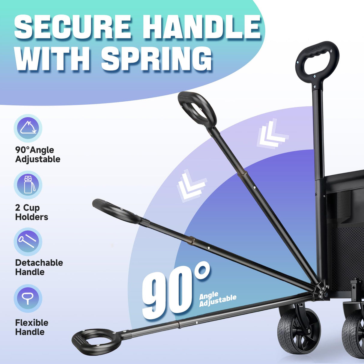 500LBS Heavy Duty Collapsible Wagon Cart with 360ยฐSwivel Break for Beach