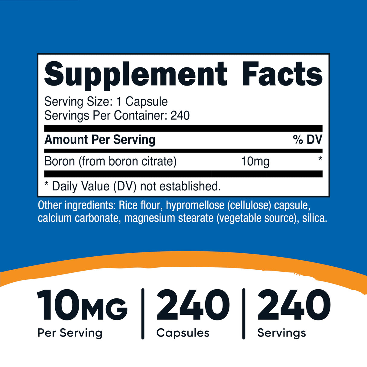 Nutricost Boron Capsules 10mg, 240 Vegetarian Capsules, Gluten Free and Non-GMO