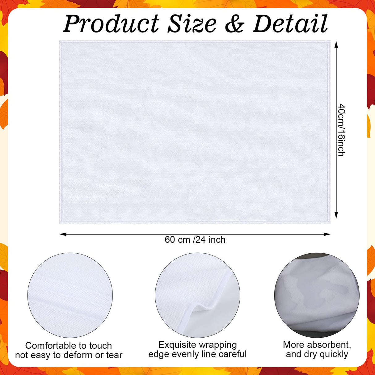 Patelai Sublimation Dishtowel Absorbent Multi Purpose Kitchen Dish Towels Blank DIY Dishcloth Bathroom Towel for Fall Christmas Kitchen Home Decor,16 x 24 Inch(16 Pieces)