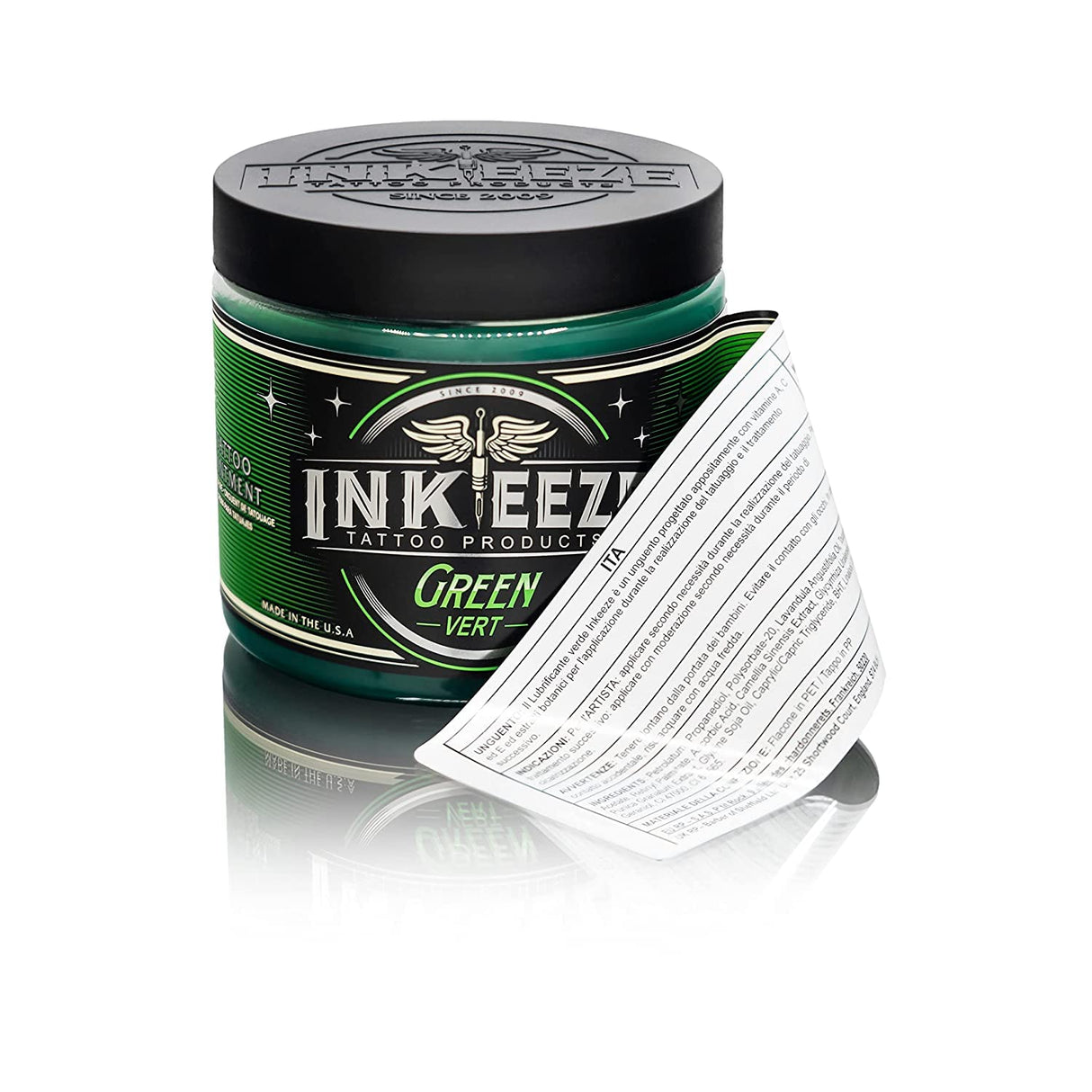 INK-EEZE Green Tattoo Ointment Bundle 2-Pack, For Artists and Aftercare, Vegan, Cruelty Free, Made in USA, 2-Pack 16oz Jars