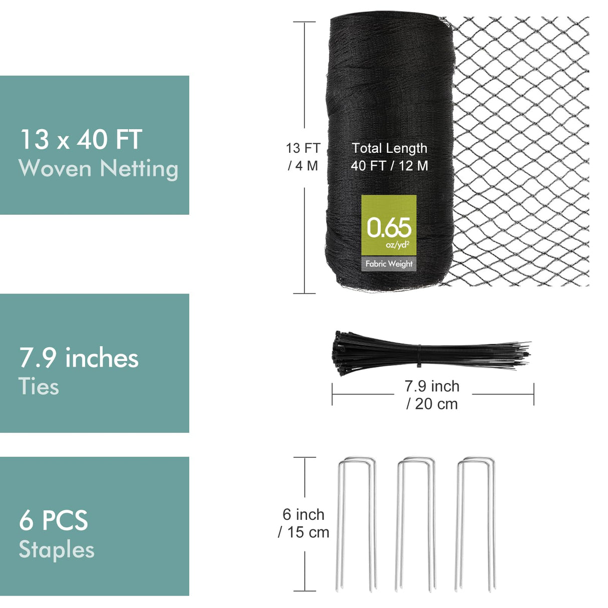 Bird Netting for Garden, Fetanten 13 x 40 FT Netting for Garden Protection