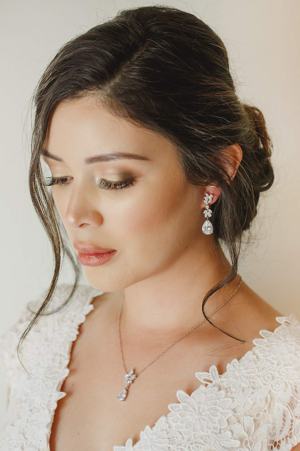 SWEETV Marquise Wedding Earrings for Brides, Bridesmaids