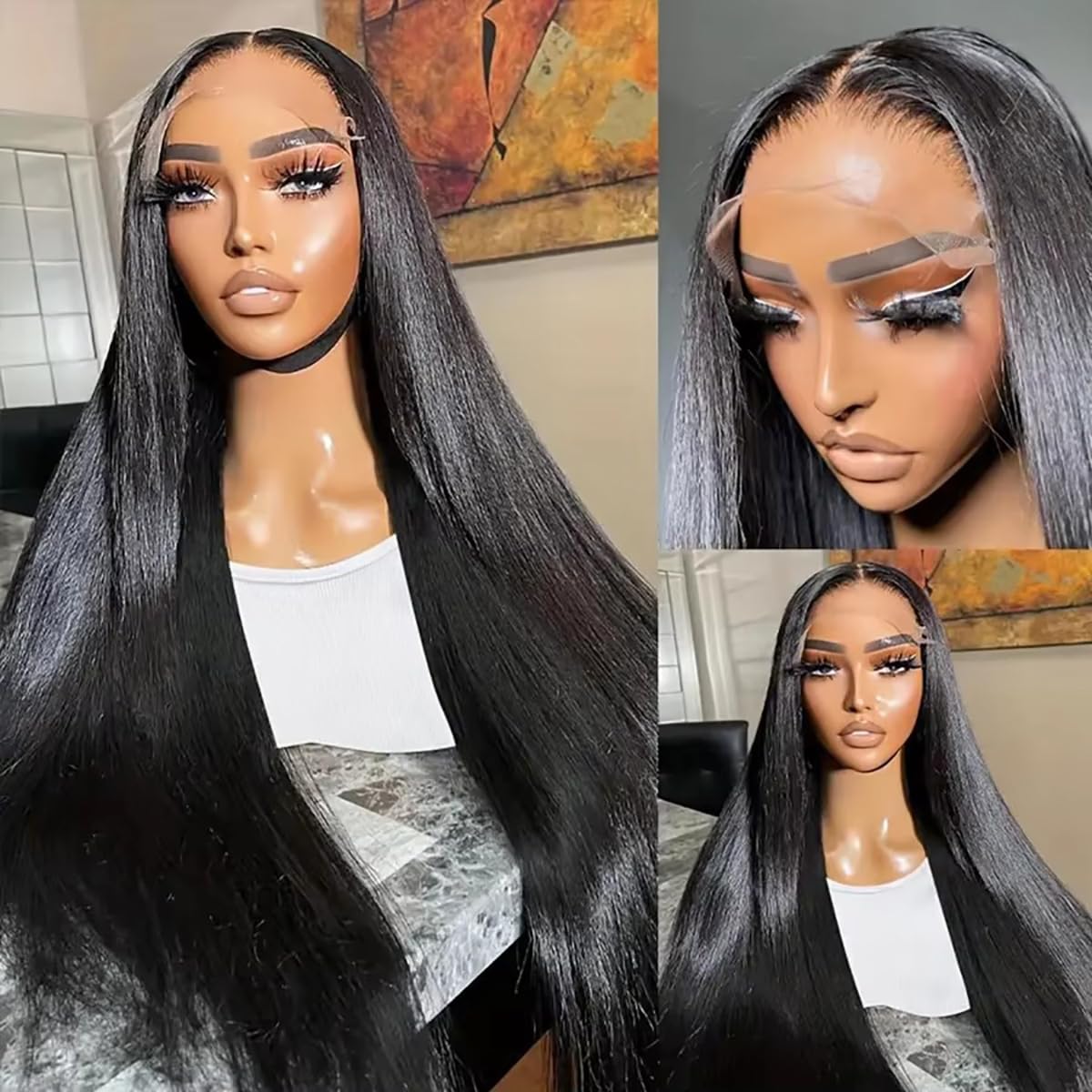 AUOU 30 Inch 13x6 Lace Front Wigs Human Hair 200 Density Straight HD Lace Front Wigs Human Hair Pre Plucked 13x6 Lace Frontal Straight Human Hair Wigs for Women Glueless Wigs Human Hair Natural Color