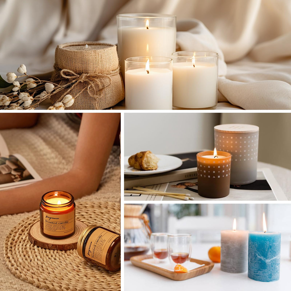 SAEUYVB Natural Soy Candle Wax for Candle Making, 10lb Bag, Premium Granular Soy Wax, 20 Cotton Candle Wicks, 20 Wick Stickers and 2 Centering Devices-Perfect as Christmas Home Decoration