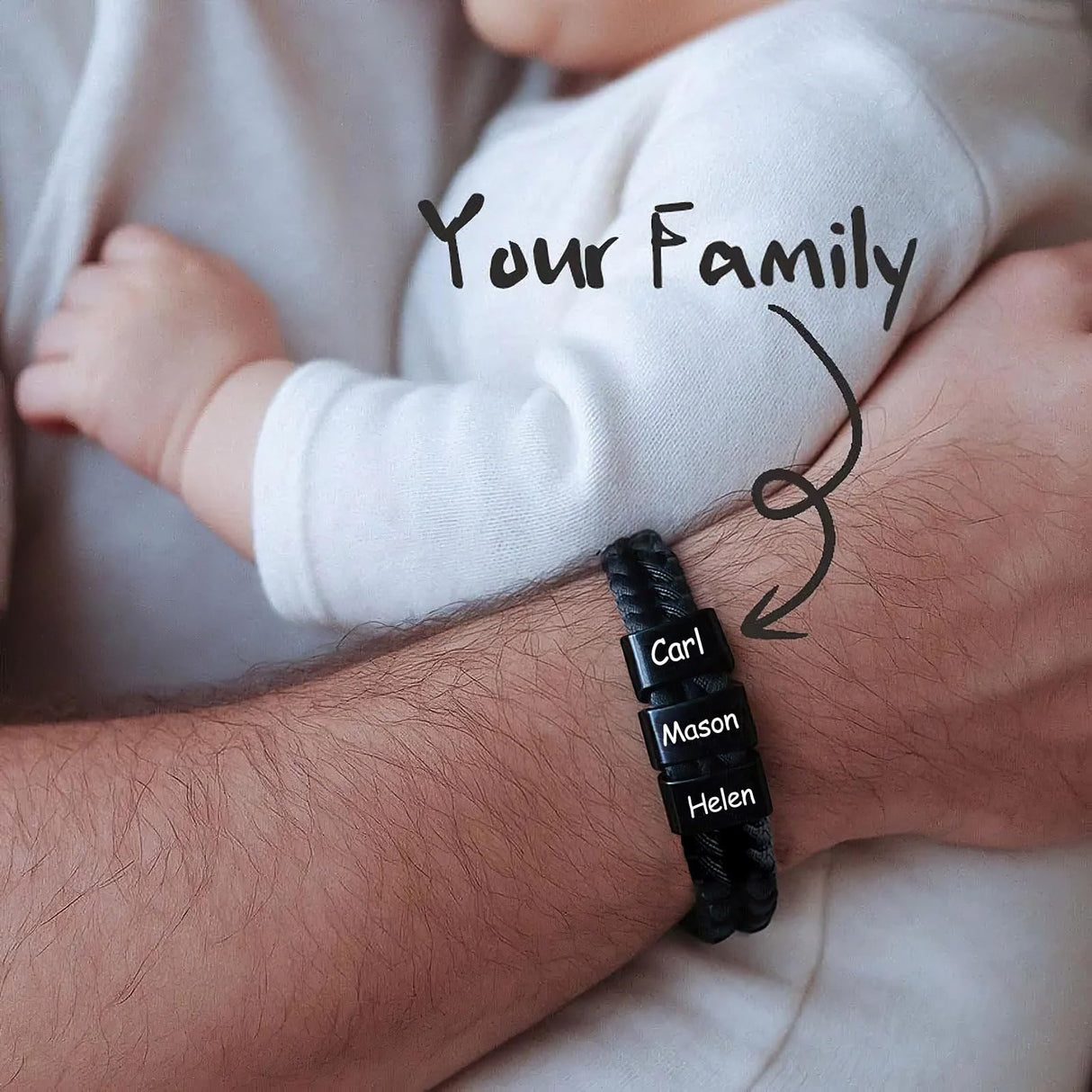 DayOfShe Fathers Day Personalized Gift for Dad Husband Grandpa Custom Bracelet with Names for Men Best Dad Ever Bracelet Fathers Gifts from Daughter Son