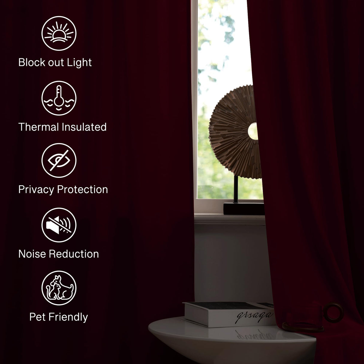 StangH Theater Red Velvet Curtains Christmas Curtains Super Soft Thermal Insulated Window Drapes 84 inches for Living Room Holiday Decorative for Master Bedroom, W52 x L84, 2 Panels