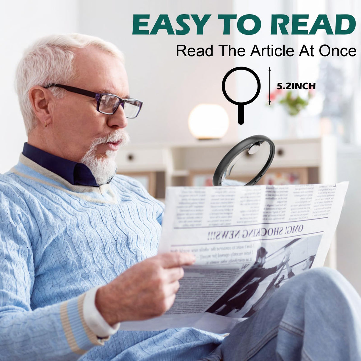 Large Magnifying Glass with Light, 10X 25X 45X Handheld Illuminated Magnifier with 3 Light Modes, 12 LED Lights, Storage Bag, Clean Cloth for Seniors Reading Coins Inspection (Black, Round)