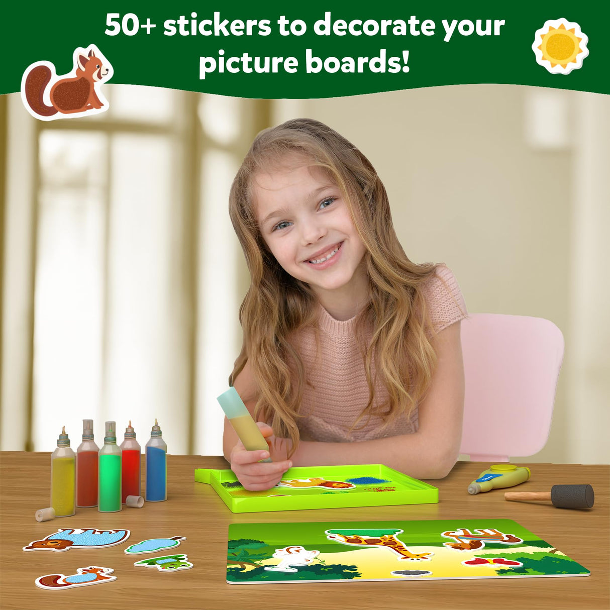 Skillmatics Sand Art Activity - Mess-Controlled DIY Animal Craft Kit with 50+ Colorful Stickers, Creative Arts & Crafts for Kids, Fun Hands-On Activity, Christmas Gifts for Ages 4, 5, 6, 7, 8, 9, 10