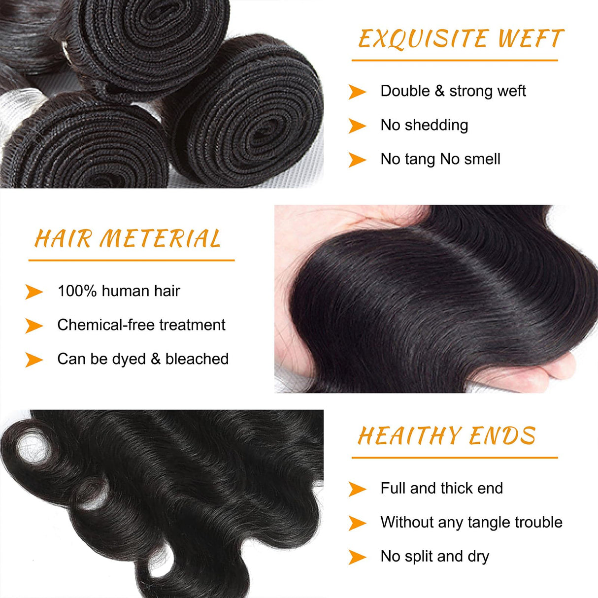 12A Brazilian Body Wave Bundles Human Hair 22 24 26 Inch 100% Real Raw Virgin Human Hair Bundles Body Wave 3 Bundles Human Hair Extension Natural Color(22 24 26)