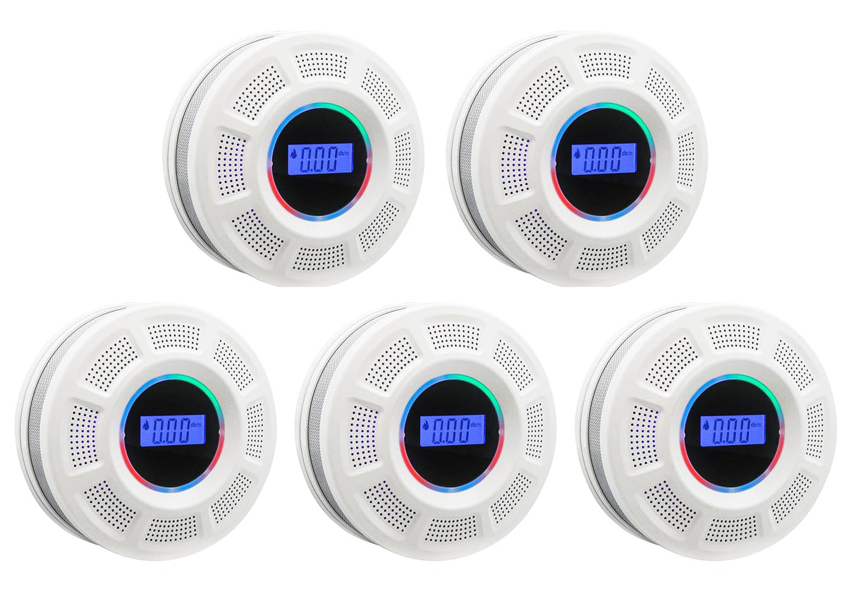 GiiHoo Smoke and Carbon Monoxide Detector Combo Powered by Battery, 2 in 1 CO & Smoke Alarm with LED Warning Light Indicators for Home, Travel, RV, Garage (5 Pack)