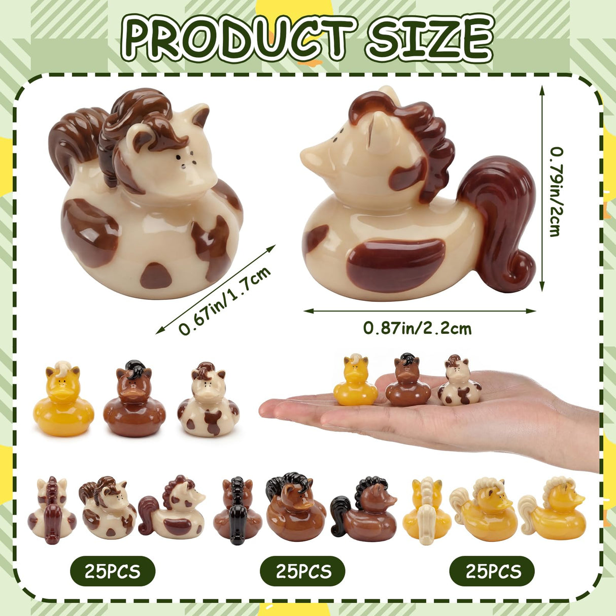 Memorywuu 72 Pcs Mini Horse Duck Bulk Tiny Bucking Bronco Duck Figurine Resin Pool Float Bath Decor Gift for Horse Racing Festival Basket Stuffers Table Party Decorations