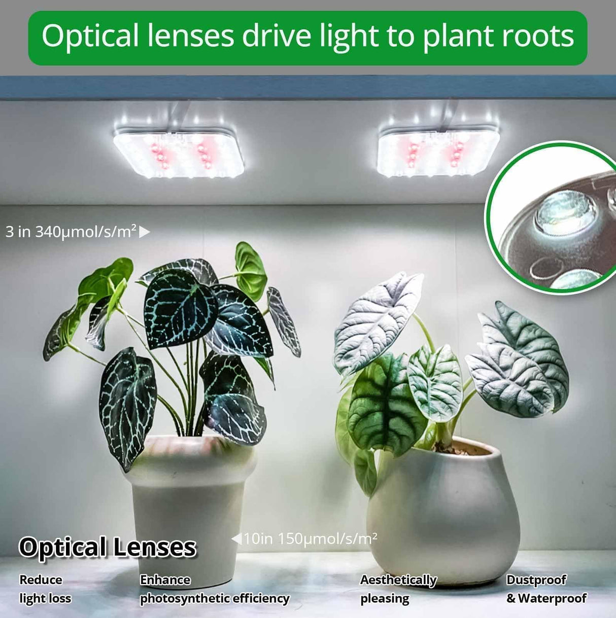 DOMMIA Under Shelf Grow Lights for Indoor Plants, USB LED Panel, 2-Pack