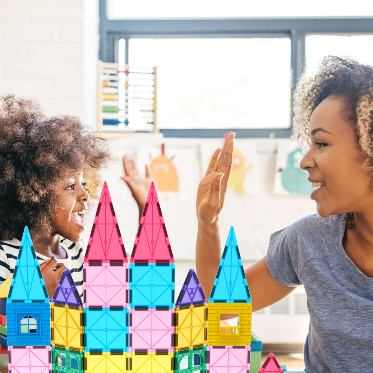 Jasonwell Magnetic Tiles Kids Magnetic Blocks 60PCS Building Sets 3D Magnet Toys Preschool Educational Construction STEM Toy Christmas Birthday Gifts for Toddlers Boys Girls 3 4 5 6 7 8 9 + Year Old