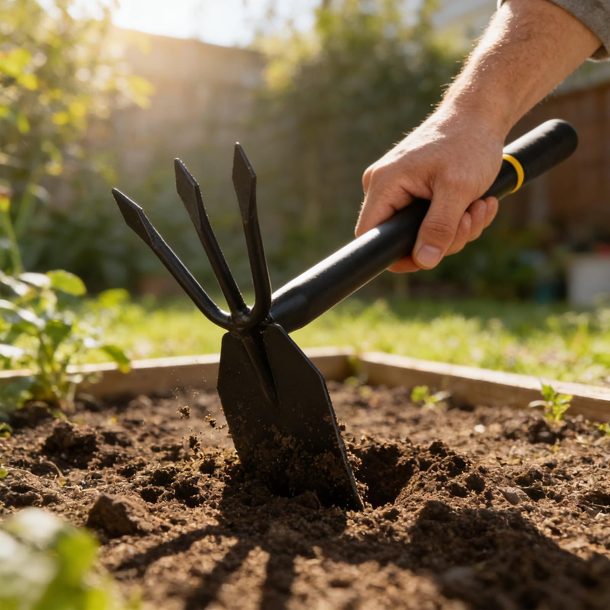AHUDKKY Hoe and Cultivator, Hoe Garden Tool, Hand Hoe Cultivator Garden Tool, Thickened Manganese Steel, Garden Hoe for Weeding, Planting, Loosening Soil, Digging,No Assembly Required
