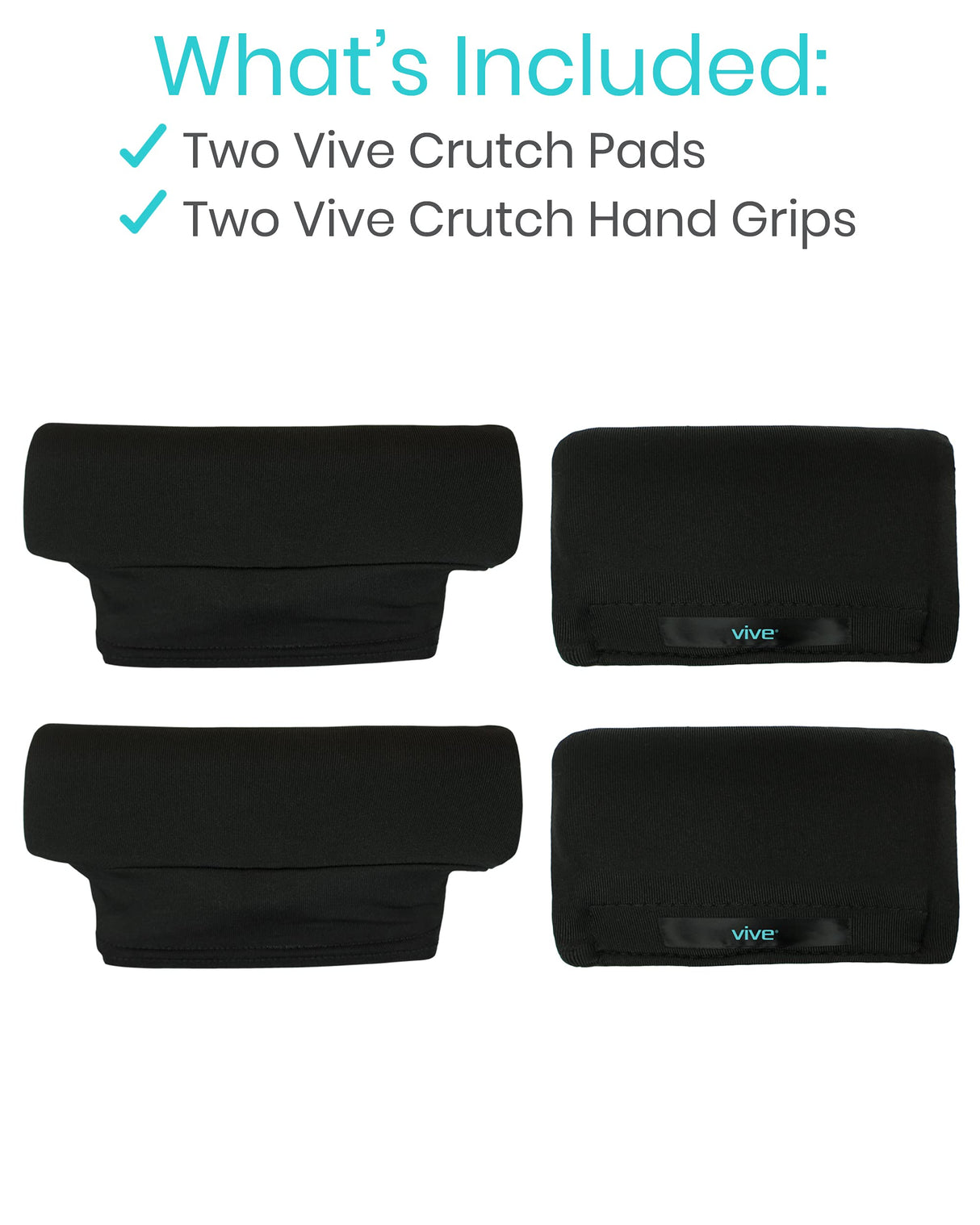 Vive Premium Crutch Pads & Hand Grips - Comfortable, Breathable, Machine Washable Padding - Moisture Wicking & Odor Reducing Pillow Accessory Covers for Adult & Youth Walking Crutches