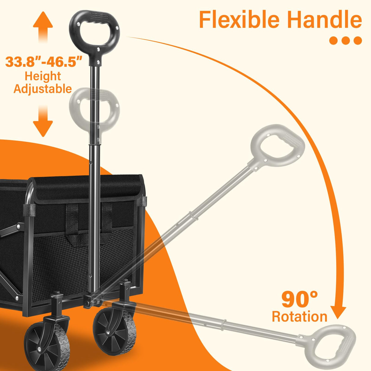 Wagons Carts Foldable, Collapsible Wagon, Folding Wagon Cart with Wheels, Wagons Carts Foldable 280 Lbs - Lightweight Portable Small Fold Up for Camping, Travel, Sports, Grocery, Shopping, Black
