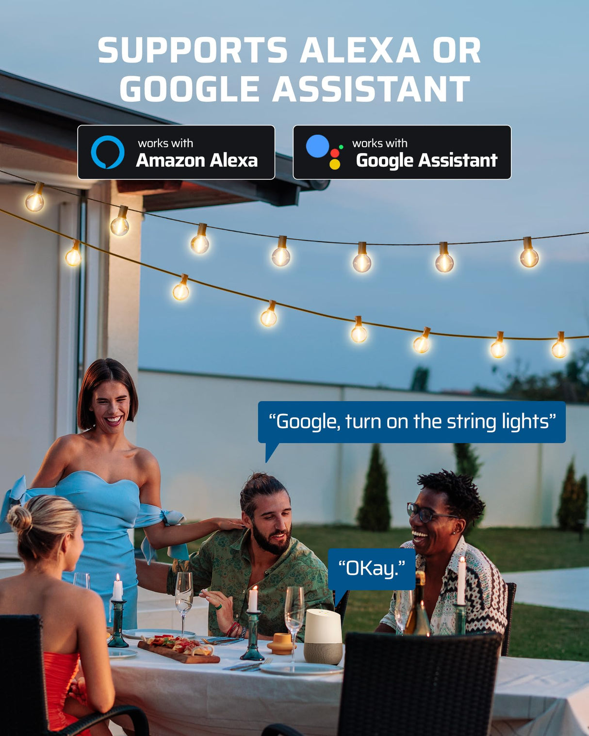 DEWENWILS Outdoor Dimmer for String Lights, Smart Dimmer Plug with Remote, Compatible with Alexa & Google Home, Waterproof, 100FT Range, Remote Dimming for Dimmable LED/Tungsten Bulbs, 2.4GHz Only