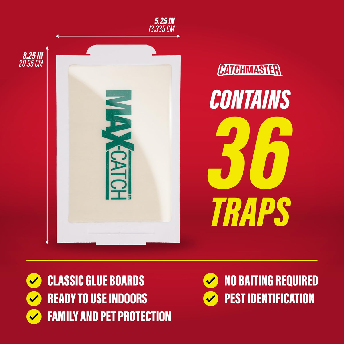 Catchmaster Max-Catch Glue Traps 36pk, Sticky Mouse Traps Indoor for Home