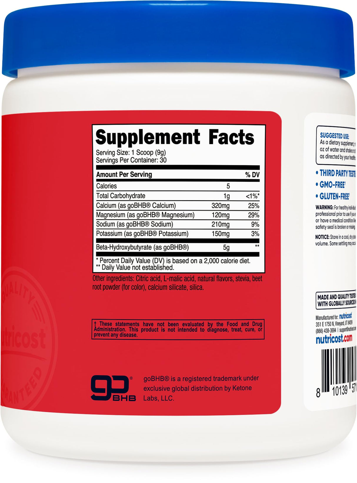 Nutricost BHB Salts Drink Mix (30 Servings, Fruit Punch Flavored) (5G BHB Per Serving) - 0G Total Sugars, Vegetarian Product