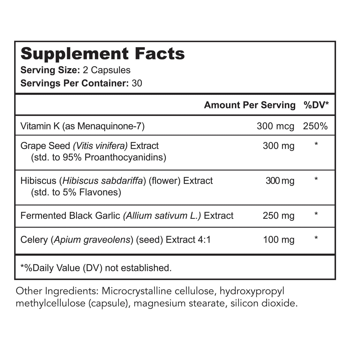 Bright Naturals Vaso Calm - Healthy Blood Balance Supplement - Features Fermented Garlic, Celery and Grape Seed Extract, Hibiscus, and Vitamin K2 - Made in The USA, 180 Capsules