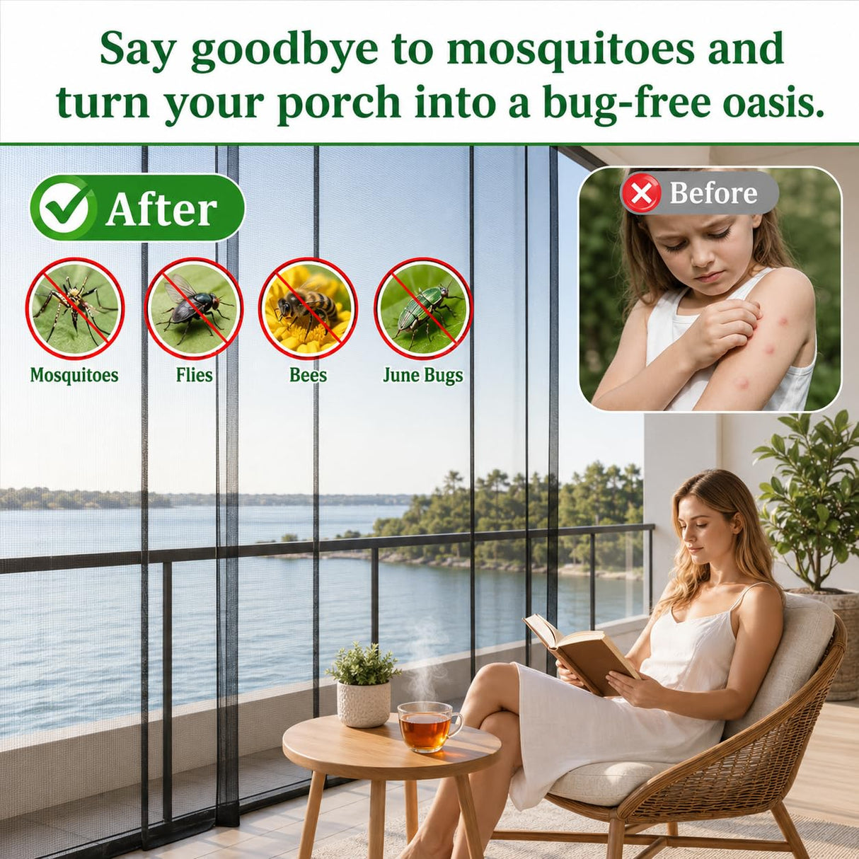 2PCS 10 x 16.5 Ft Mosquito Netting for Patio, Garden Mesh Netting, Fly Insect Bird Net Barrier for Protect Vegetables Plants, Mosquito Mesh Screen for Outdoor Patios Apartment Balcony (Black)