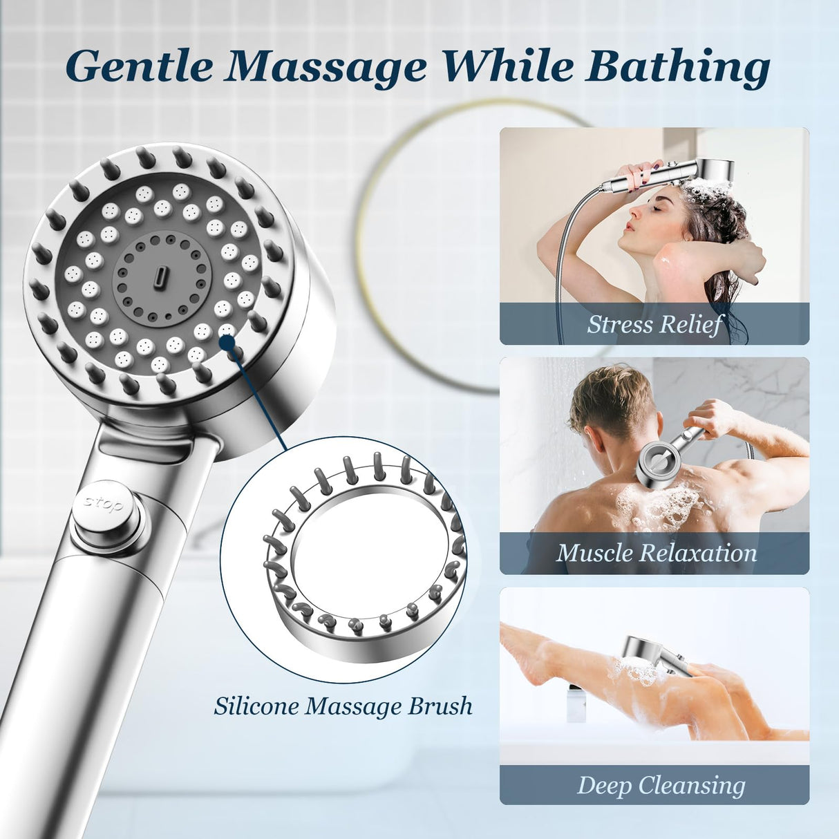 FEELSO Filtered Shower Head with Handheld, High Pressure 4 Spray Showerhead with Filters & Upgraded Anti-clog Nozzles for Hard Water -Remove Chlorine, Reduce Dry Itchy Skin -ON/OFF Switch